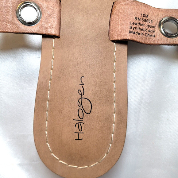 Halogen Sandals Womens 10M Ankle Straps Tan Leather Silver Grommets Boho Hippie - Picture 5 of 8